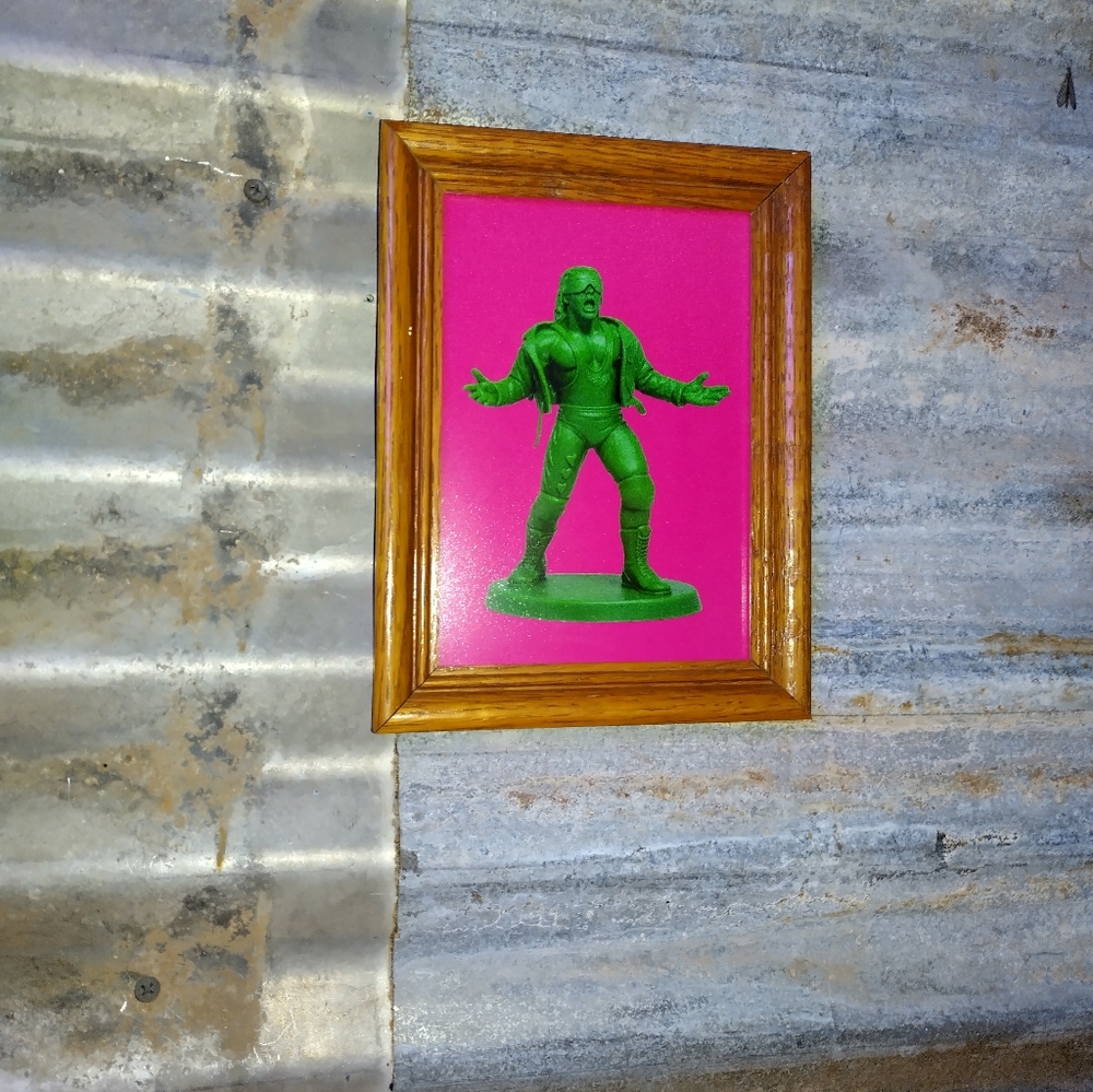 Bret The Hitman Hart Vintage WWF Wrestling Plastic Army Man Framed Art Print